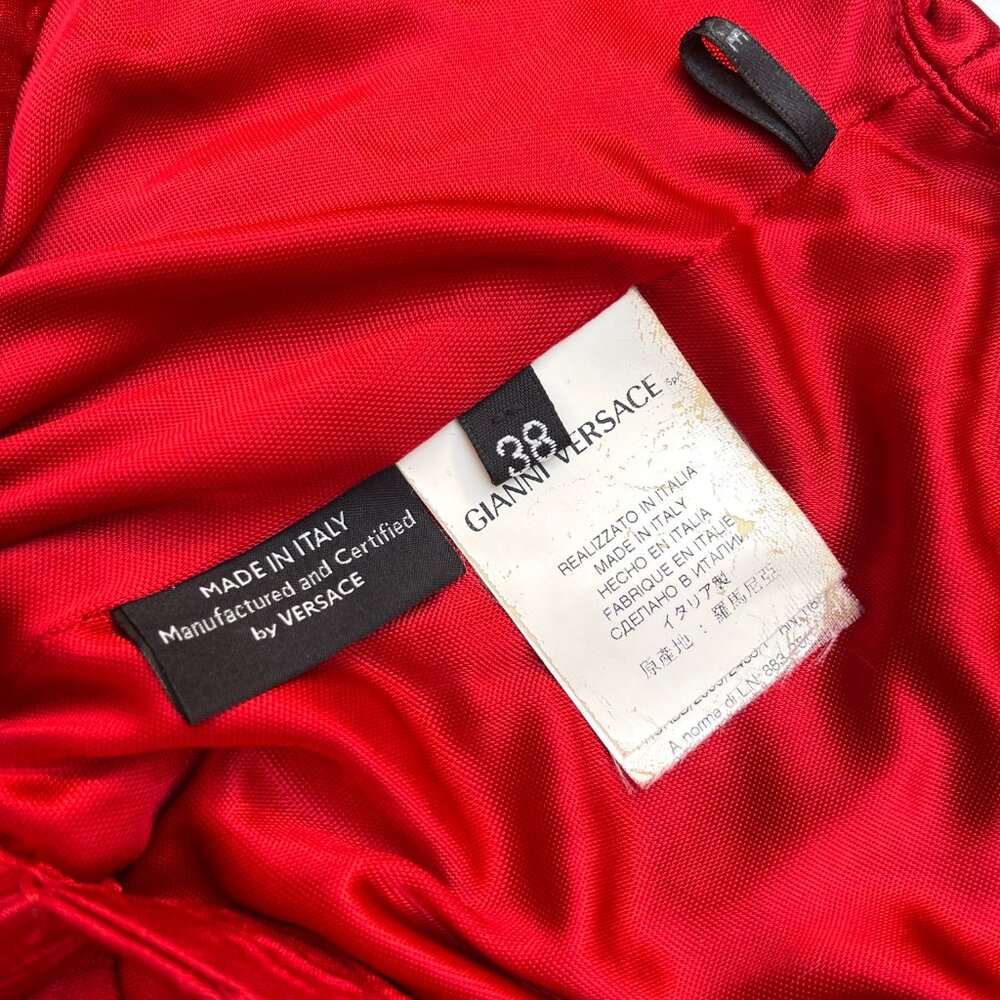Auc Versace Red Sleeveless Textured Detail Mid-length Cocktail Dress IT 38 - Picture 6 of 17